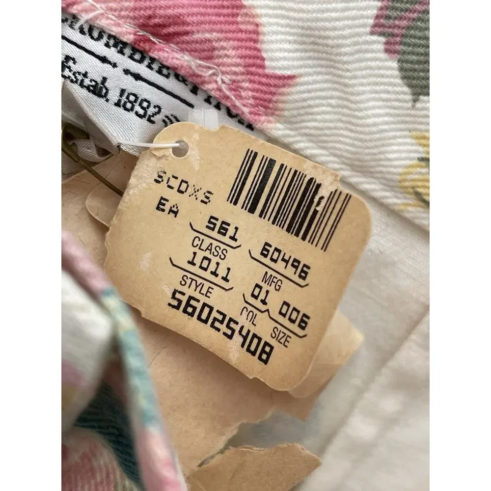 NWT Vintage Abercrombie & Fitch Floral Denim Skirt Pink Roses Size 6 26” Waist